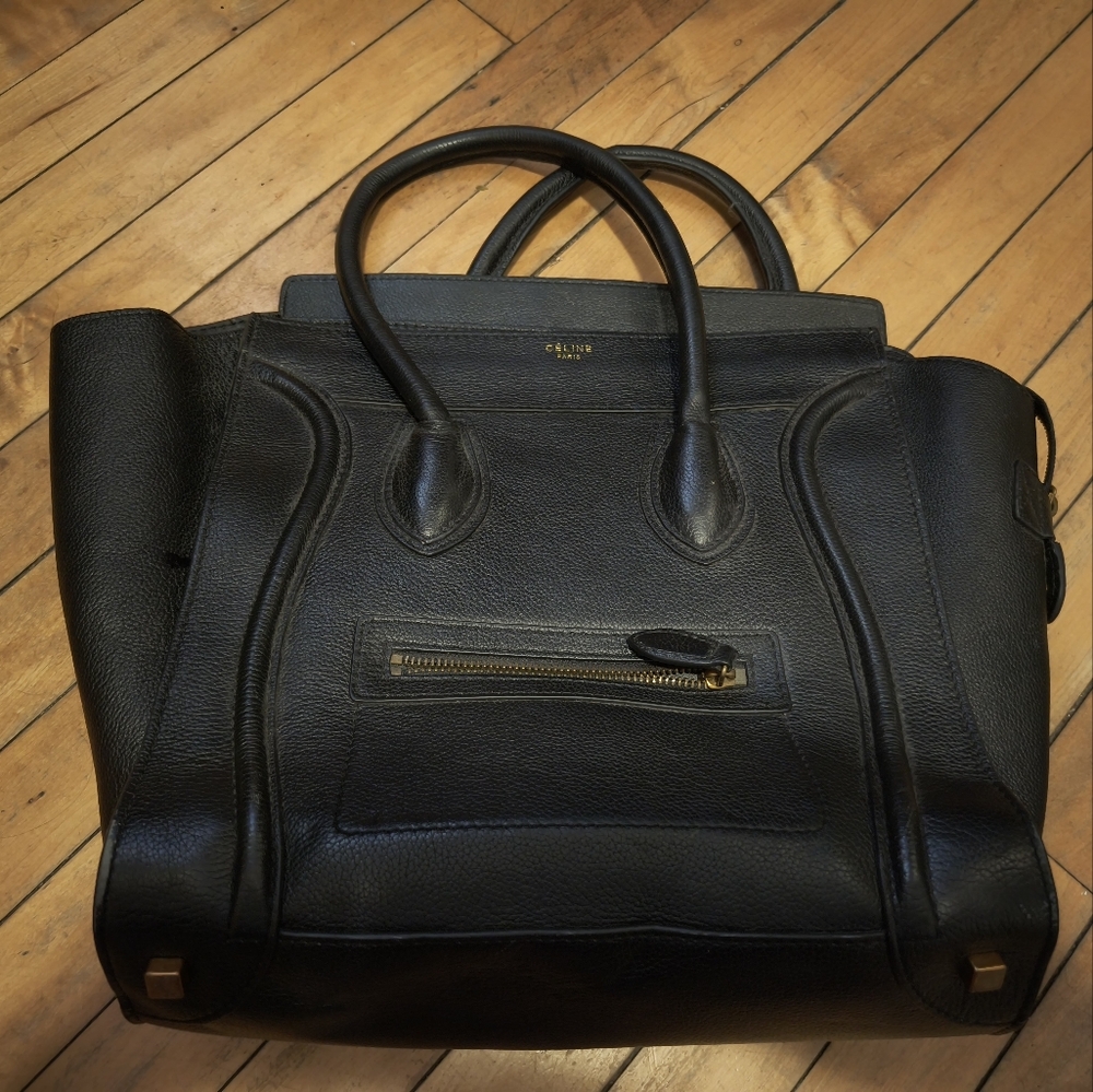 Celine Black Micro Luggage Tote Bag